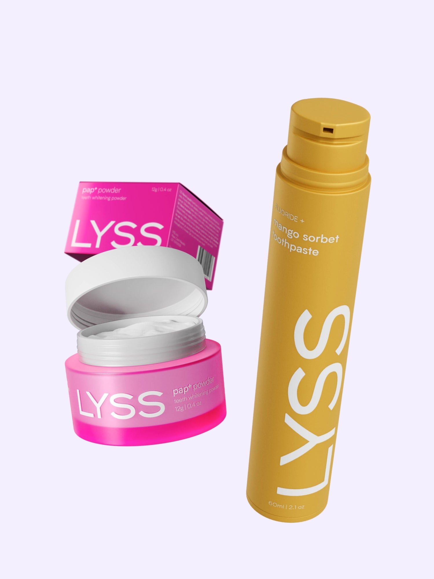 Balíček na každodenní bělení - PAP+ bělící pudr na zuby + zubní pasta LYSS - LYSS.cz 