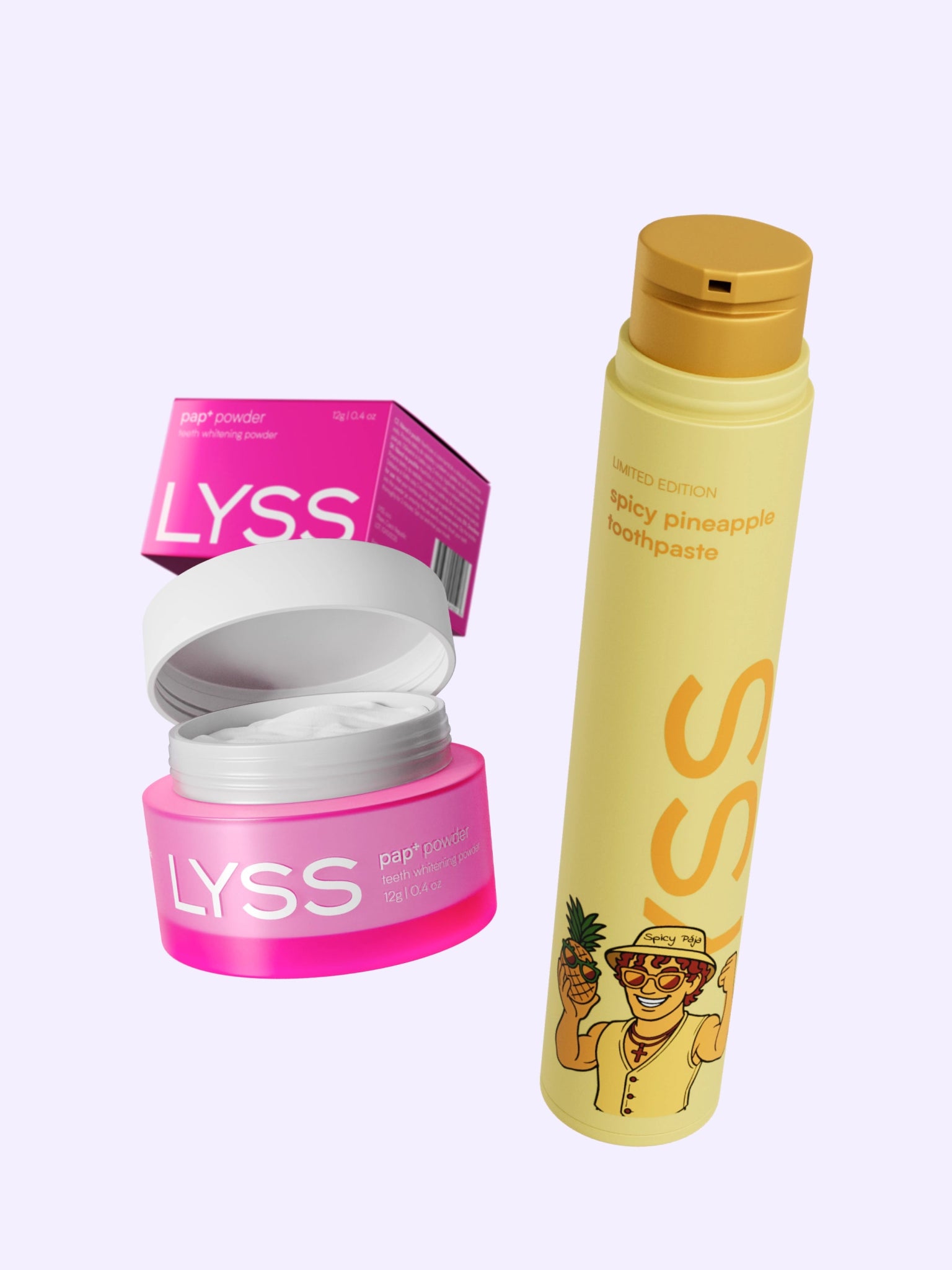 Balíček na každodenní bělení - PAP+ bělící pudr na zuby + zubní pasta LYSS - LYSS.cz