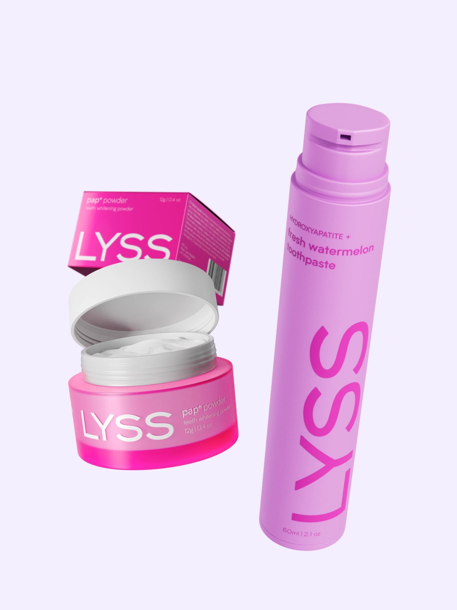 Balíček na každodenní bělení - PAP+ bělící pudr na zuby + zubní pasta LYSS - LYSS.cz