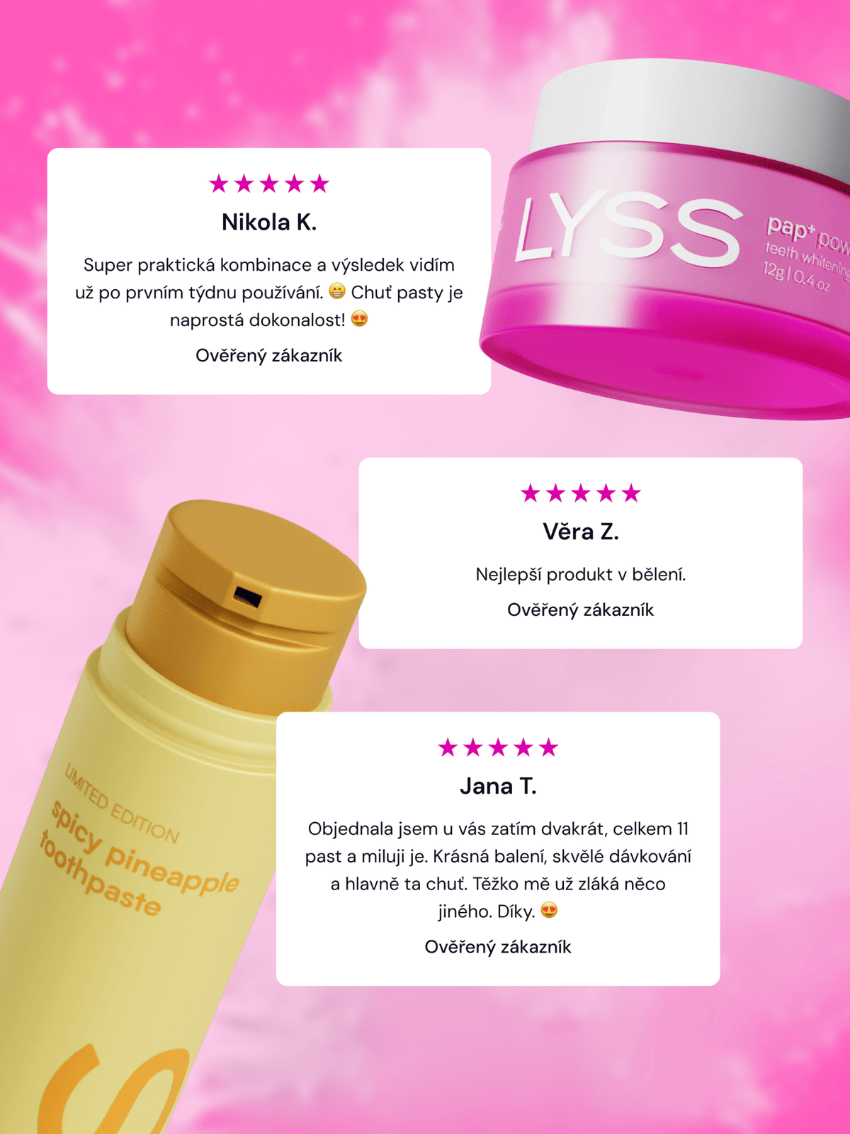 Balíček na každodenní bělení - PAP+ bělící pudr na zuby + zubní pasta LYSS - LYSS.cz