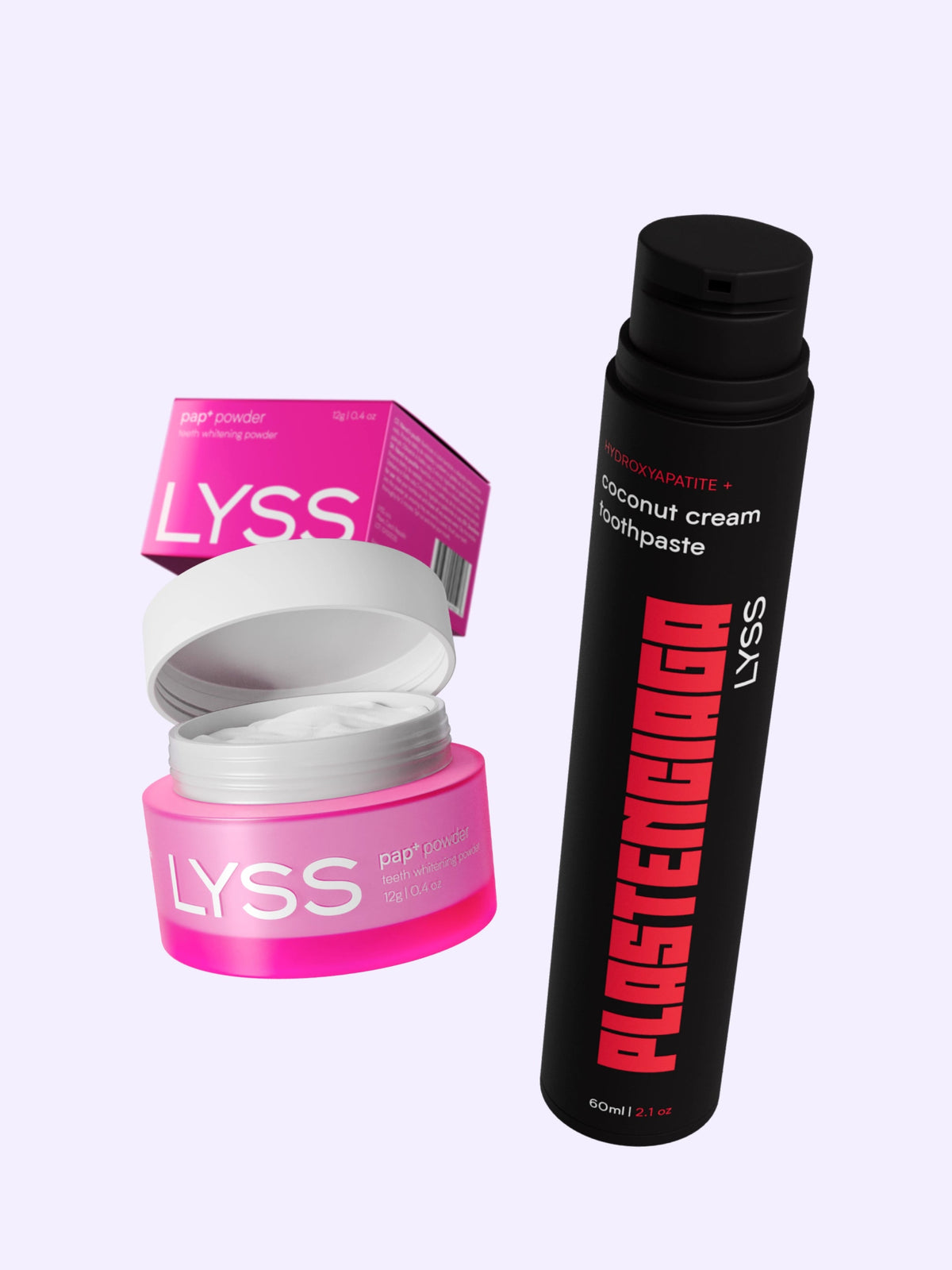 Balíček na každodenní bělení - PAP+ bělící pudr na zuby + zubní pasta LYSS - LYSS.cz